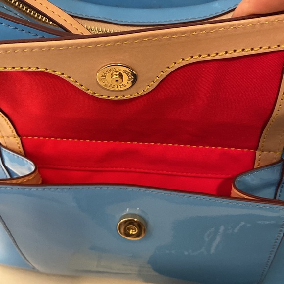 Dooney & Bourke Handbag Patent Leather Hobo Shoulder Denim Blue - Picture 13 of 16